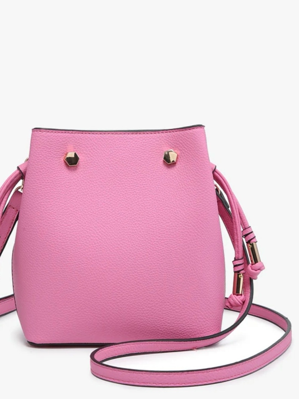 NWOT Women’s Pink Pebbled Crossbody Bucket Bag with Gold Hardware
